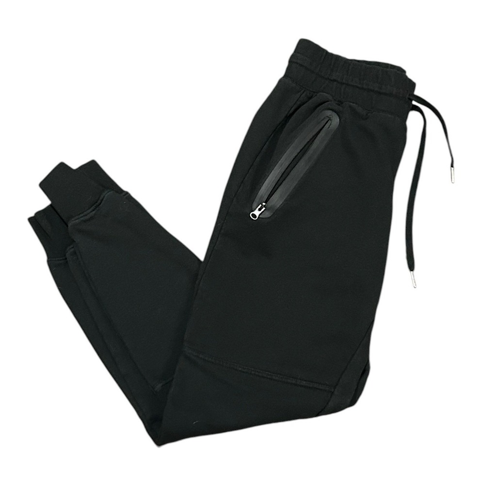 AgCatton Black Tech Fleece Joggers Slim Fit Drawstring Sweatpants Women Medium